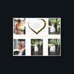 Hochzeitsfotocollage Rustic Simple Heart Quote Leinwanddruck<br><div class="desc">Eine einfache Collage von Hochzeitsfeiern, die ein modernes Herz auf einem rustikalen Holzboden umgeben, mit einem Liebe Zitat in der Mitte. Ändern Sie einfach die Wörter für sich selbst oder verlassend. Ändern Sie den Namen in Ihre eigenen individuelle Namen und Datum. Ändern Sie die Fotos für Ihre eigene benutzerdefinierte Collage-Leinwand....</div>