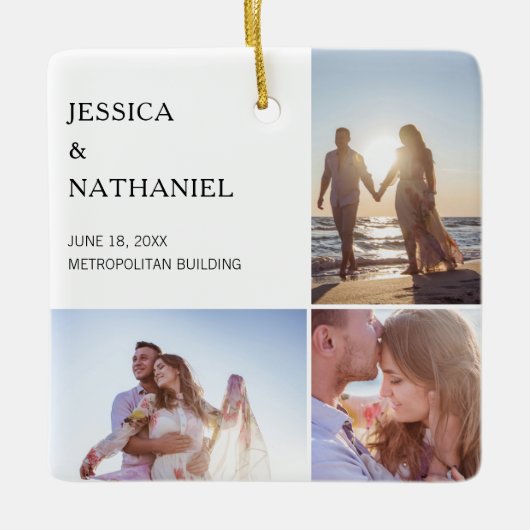 HochzeitsfotoCollage | Weißwein Keramikornament (Vorderseite)