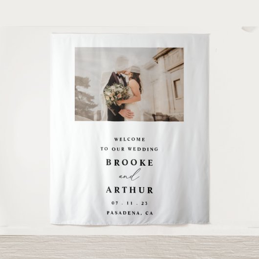 Hochzeitsfotografie im Hintergrund mit Foto Wandteppich (Vorderseite)