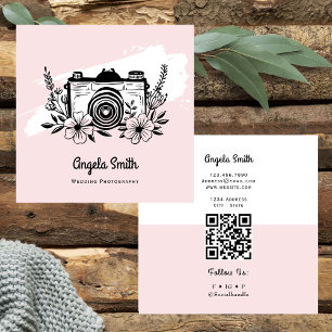 Hochzeitsfotografie Trendige Website Pink Quadratische Visitenkarte