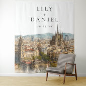 Hochzeitsfotohintergrund Barcelona Wandteppich (Beispiel)