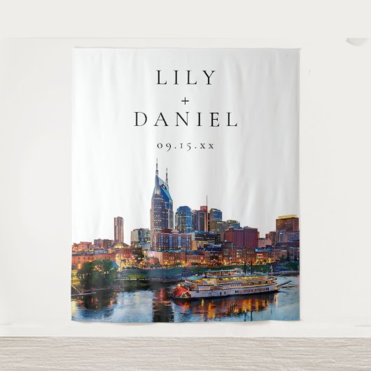Hochzeitsfotohintergrund Nashville Riverfront Wandteppich (Vorderseite)