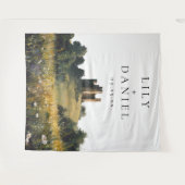 Hochzeitsfotohintergrund Schloss Wildblumen Wandteppich (Vorderseite (Horizontal))