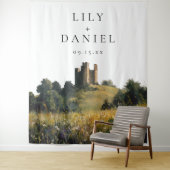 Hochzeitsfotohintergrund Schloss Wildblumen Wandteppich (Beispiel)