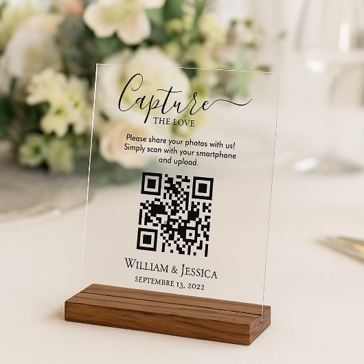 Hochzeitsfotos mit QR-Code teilen Acrylschild