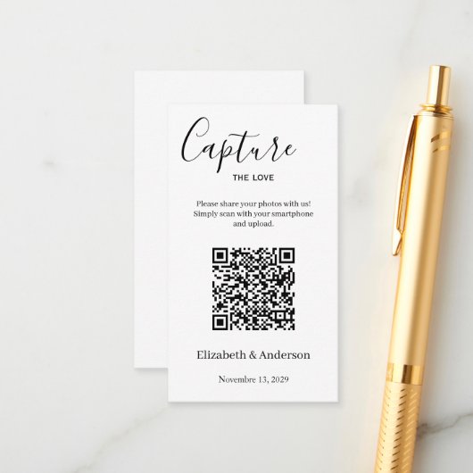 Hochzeitsfotos mit QR-Code teilen Begleitkarte (Vorderseite/Rückseite Beispiel)