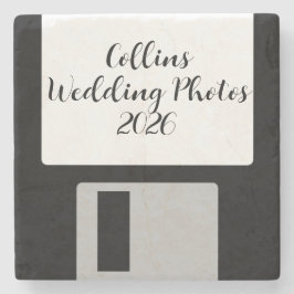 Hochzeitsfotos Stein Untersetzer | Retro Diskette