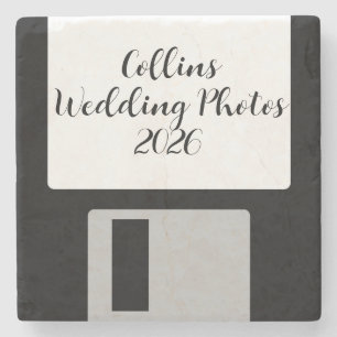 Hochzeitsfotos Stein Untersetzer Retro Diskette