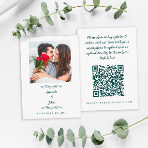 Hochzeitsfotos teilen QR-Code-Vorlage Grün Begleitkarte