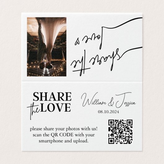 Hochzeitsfreigeben von Fotos mit QR-Code (Außenseite Aufgefaltet)