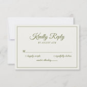 Hochzeitsfreundlich Antwort Modernes Cream & Olive (Vorderseite)