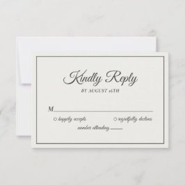 Hochzeitsfreundlich Minimalistische Creme und weic RSVP Karte
