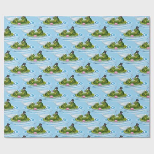 Hochzeitsfrosche auf Lily Pad mit Herz Geschenkpapier (Flach)