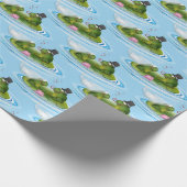 Hochzeitsfrosche auf Lily Pad mit Herz Geschenkpapier (Ecke)