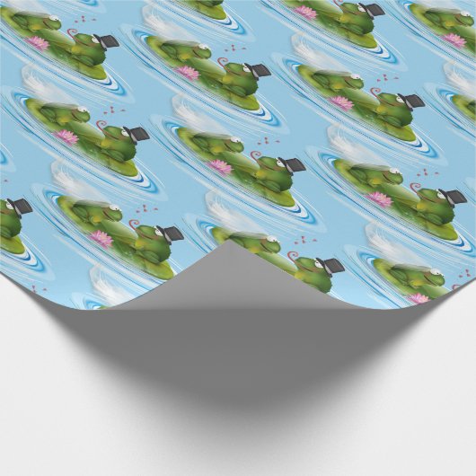 Hochzeitsfrosche auf Lily Pad mit Herz Geschenkpapier (Ecke)
