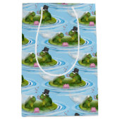 Hochzeitsfrosche auf Lily Pad mit Herz Mittlere Geschenktüte (Vorderseite)