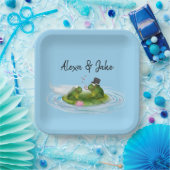 Hochzeitsfrosche auf Lily Pad mit Herz Pappteller (Party)