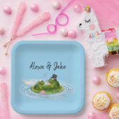 Hochzeitsfrosche auf Lily Pad mit Herz Pappteller (Party)