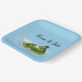 Hochzeitsfrosche auf Lily Pad mit Herz Pappteller (Gewinkelt)