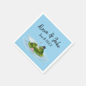 Hochzeitsfrosche auf Lily Pad mit Herz Serviette (Ecke)