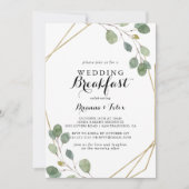 Hochzeitsfrühstück in Gold Geometric Calligraphy Einladung (Vorderseite)