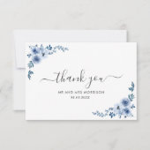 Hochzeitsgarantie für dustige blaue Blumen Dankeskarte (Vorderseite)