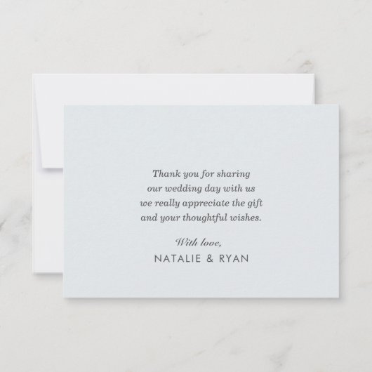 Hochzeitsgarantie für dustige blaue Blumen Dankeskarte (Rückseite)