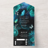 Hochzeitsgarten mit Blauer Silberschmetterling All In One Einladung (Innen)