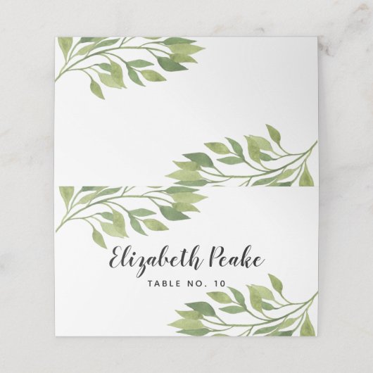 Hochzeitsgarten mit grüner Platzkarte (Außenseite Aufgefaltet)