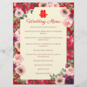 Hochzeitsgarten mit lila Blumengarten Menükarte (Vorderseite)