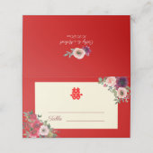 Hochzeitsgarten mit lila Blumengarten Platzkarte (Außenseite Aufgefaltet)