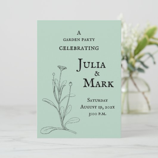 Hochzeitsgarten-Party | Blue Green Sage Einladung (Stehend Vorderseite)