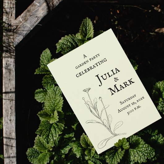 Hochzeitsgarten-Party | Gelbfärbung Einladung