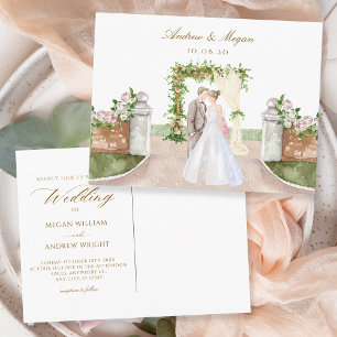 Hochzeitsgarten Wasserfarbe Kunst Postkarte