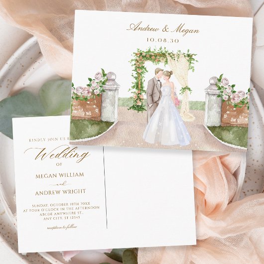 Hochzeitsgarten Wasserfarbe Kunst Postkarte