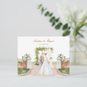 Hochzeitsgarten Wasserfarbe Kunst Postkarte (Stehend Vorderseite)