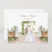 Hochzeitsgarten Wasserfarbe Kunst Postkarte (Vorne/Hinten)
