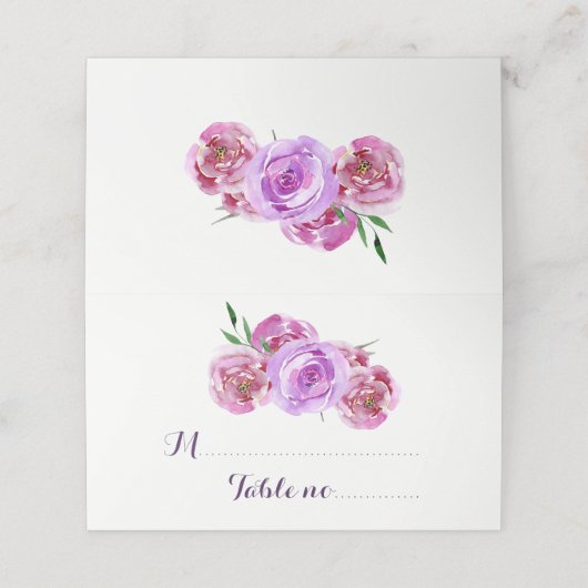 Hochzeitsgast bei Blumenpflaume Platzkarte (Außenseite Aufgefaltet)