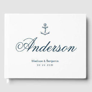 Hochzeitsgast-Buch, Anchor, Navy Blue, Beach Gästebuch