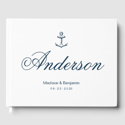 Hochzeitsgast-Buch, Anchor, Navy Blue, Beach Gästebuch (Vorderseite)