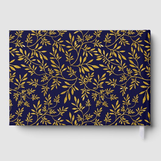 Hochzeitsgast-Buch für Gold und Marineblau-Blätter Gästebuch (Rückseite)