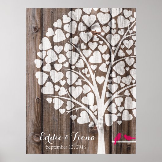 Hochzeitsgast-Gästebuch Rosa Holz Poster (Vorne)