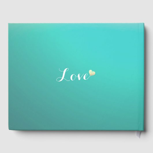 Hochzeitsgast Gold Ananas Couple Aquamarine Rose Gästebuch (Rückseite)