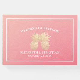 Hochzeitsgast Gold Ananas Couple Pink Roses Gästebuch