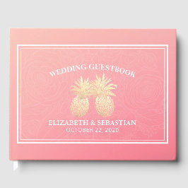 Hochzeitsgast Gold Ananas Couple Pink Roses Gästebuch