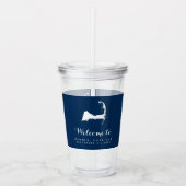 Hochzeitsgast in Navy Blue und White Cape Cod Map Acryltrinkbecher (Vorderseite)