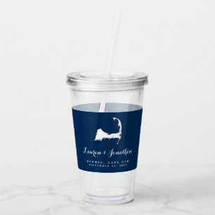 Hochzeitsgast in Navy Blue und White Cape Cod Map Acryltrinkbecher