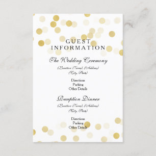 Hochzeitsgast-Information Gold Foil Glitzer Lights Begleitkarte