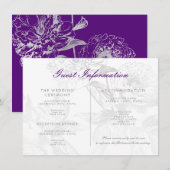Hochzeitsgast-Informationen Floral Silver Lila Begleitkarte (Vorne/Hinten)