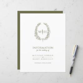 Hochzeitsgast-Informationen zu Olive-Green-Monogra